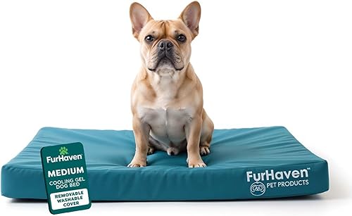 Miniatura 8 de Furhaven Cama de gel refrescante para perros grandes de hasta 95 libras, resistente al agua, funda extraíble lavable, lona de poliéster, logotipo,