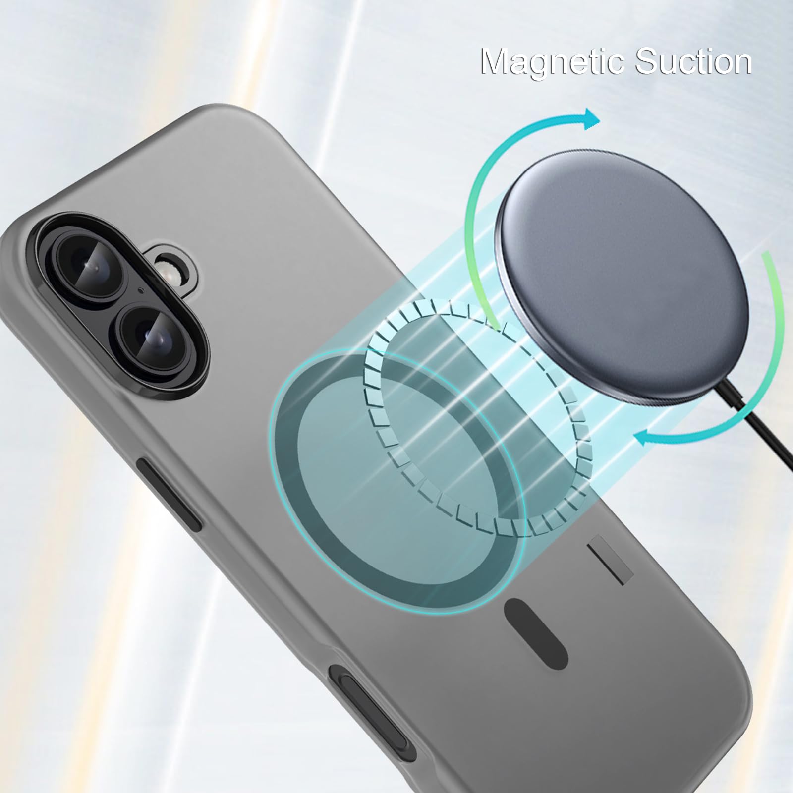 Magnetica Cover per iPhone 16 PRO Max/16 Pro/16 Plus/16, Trasparente Custodia, Morbido e Flessibile Antiurto Ricarica Wireless Copertura,Bianca,16 PRO Max