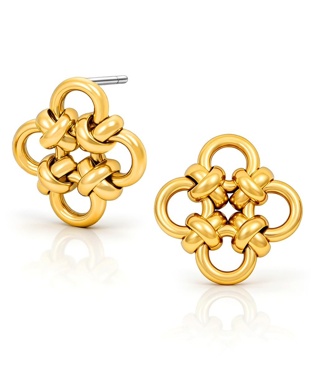 Unique Gold Knot Dangle Earrings - Hypoallergenic & Light for all-day, Dainty Gift for Women