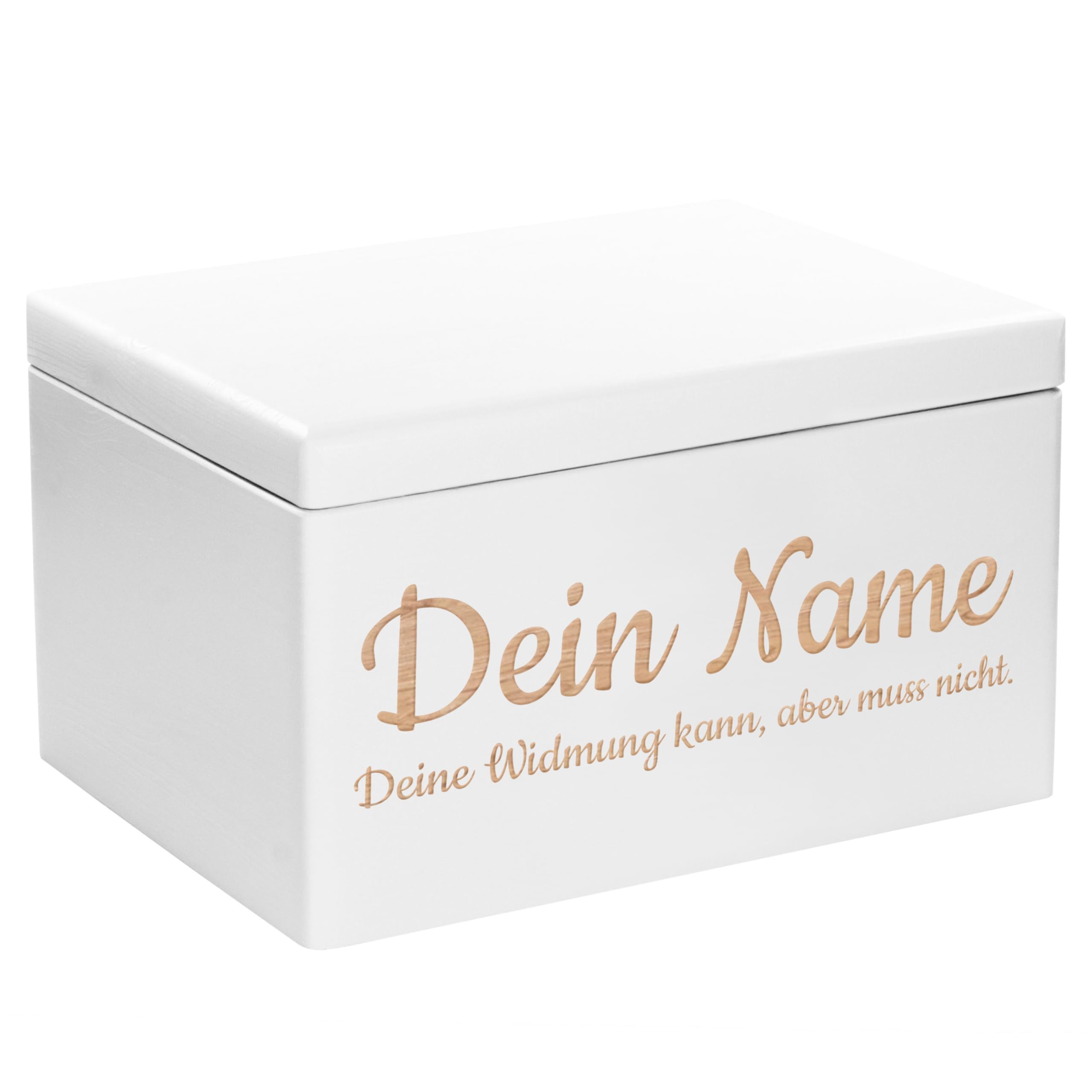 LAUBLUST Große Holzkiste - Personalisiert mit Individueller Wunsch-Gravur - 40x30x24cm, Weiß, FSC® - Geschenk-Kiste | Aufbewahrungskiste | Erinnerungs-Box