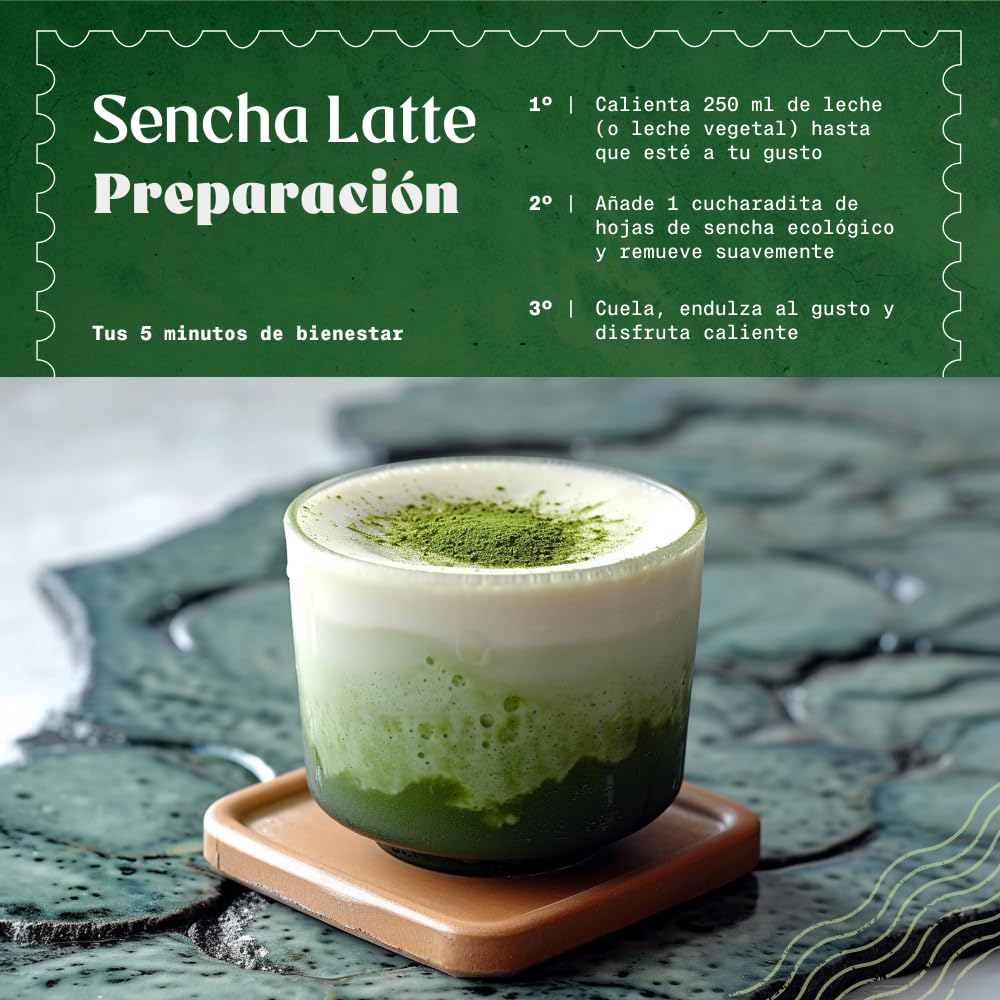 NaturaleBio Té Verde Sencha Japonés Orgánico - Upper Grade - de 200g. Bio, Natural y Puro, Té Verde en Hojas de la Primera Cosecha, cultivado en Japón. Organic Japanese Sencha Green Tea.