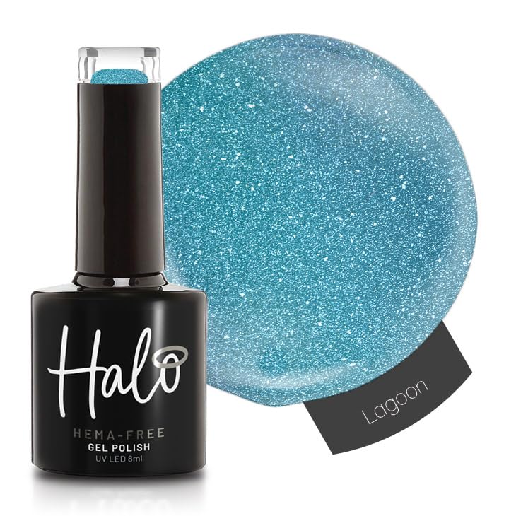 Halo Gel Polish 8ml - Lagoon. UV/LED Gel Nail Polish, Long Lasting & Easy To Apply. Nail Art Colours For Manicure & Pedicure. Gel Polish For Professional & Home Use.