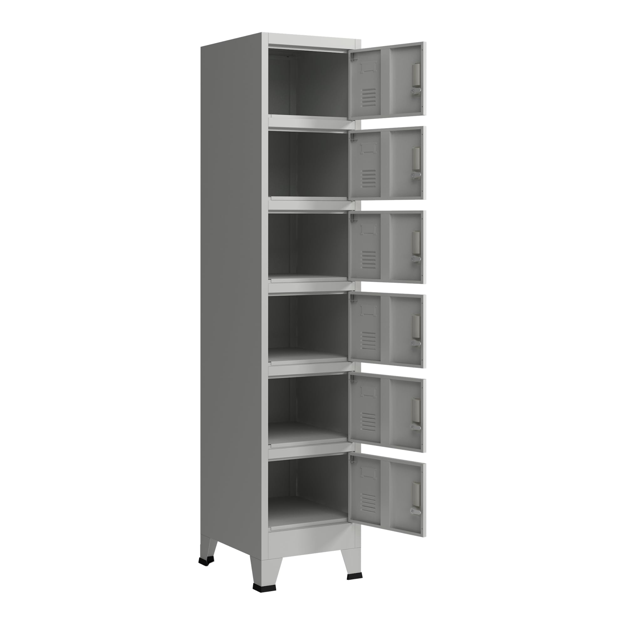 [en.casa] Armadio Spogliatoio Mobile a Colonna in Acciaio 180 x 38 x 45 cm Scomparti con 6 Ante Chiusura a Chiave e Targhetta - Grigio