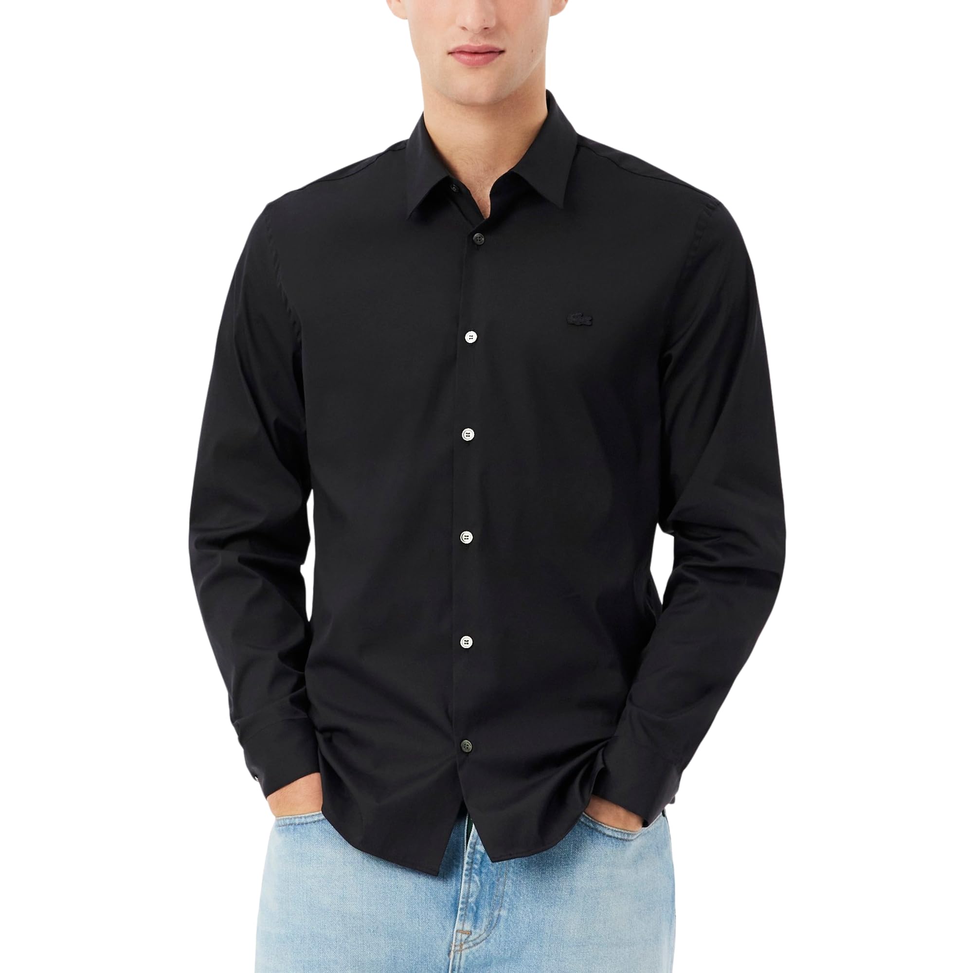 

                                                    Lacoste Men's Slim Fit Stretch Poplin Shirt, Black