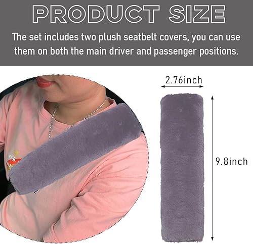 Miniatura 2 de 2 almohadillas para cinturón de seguridad, suaves y esponjosas, fundas para correa de hombro para cinturón de seguridad, cómodas y cálidas, cojín de