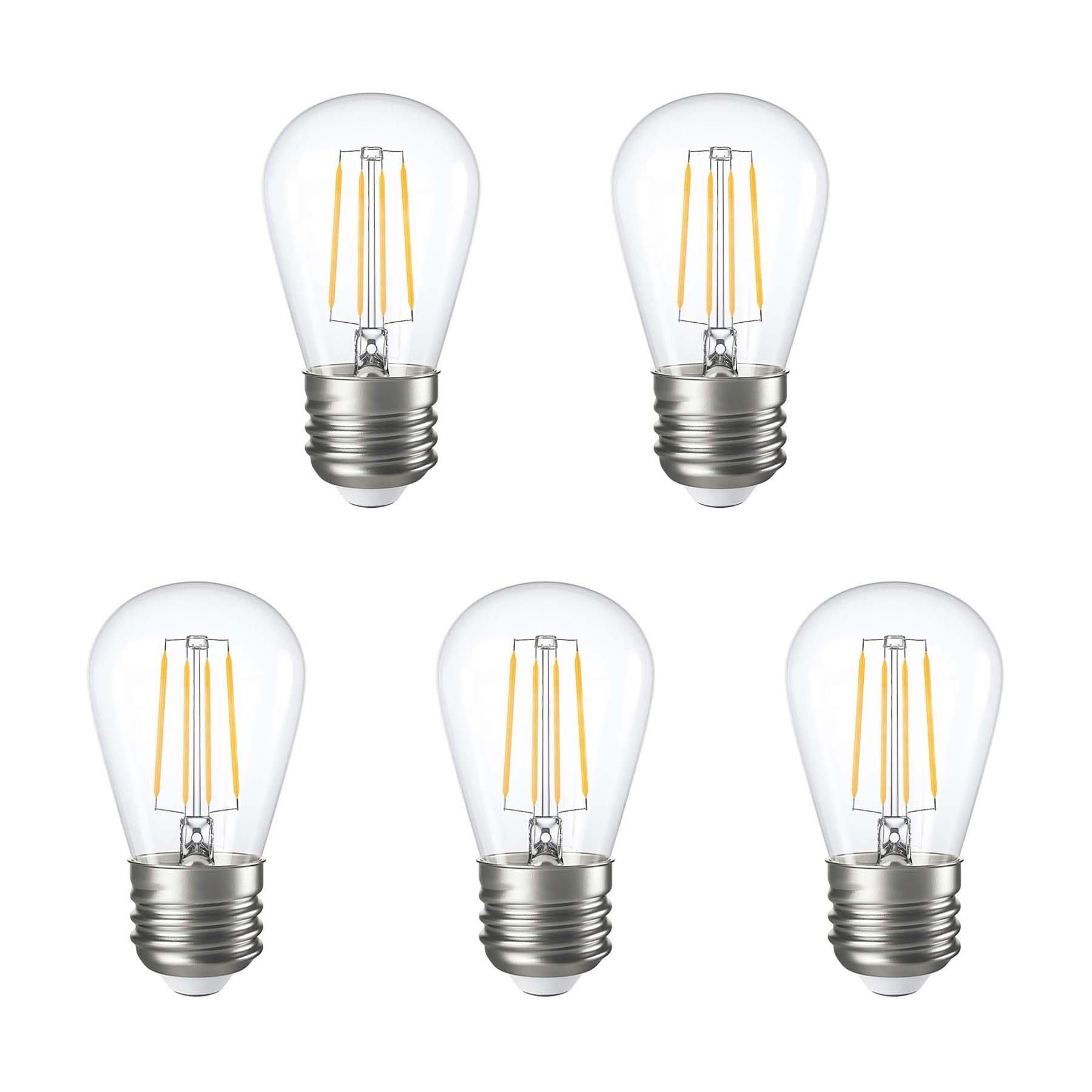 G.W.Sยฎ LED Filament Bulb, S14 E27 Edison Screw, LED Pear Bulb, 4W Dimmable Warm White 2700K, Clear Glass, Pack of 5