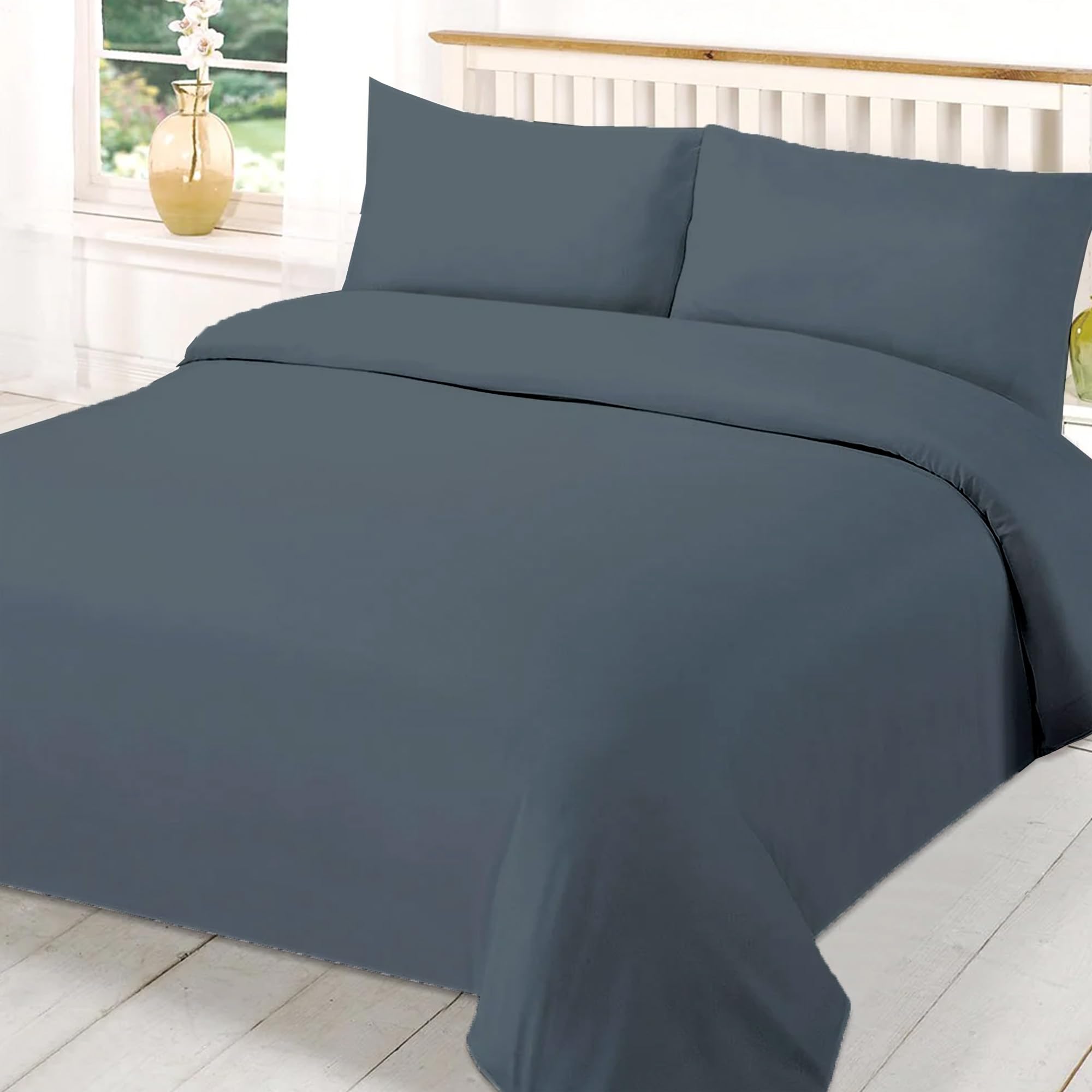 EverSoft Bedding 3PCS 100% Egyptian Cotton King Duvet Cover 400 Thread Count Kingsize Duvet Cover Sets with 2x Pillowcase King Size Duvet Cover Sets