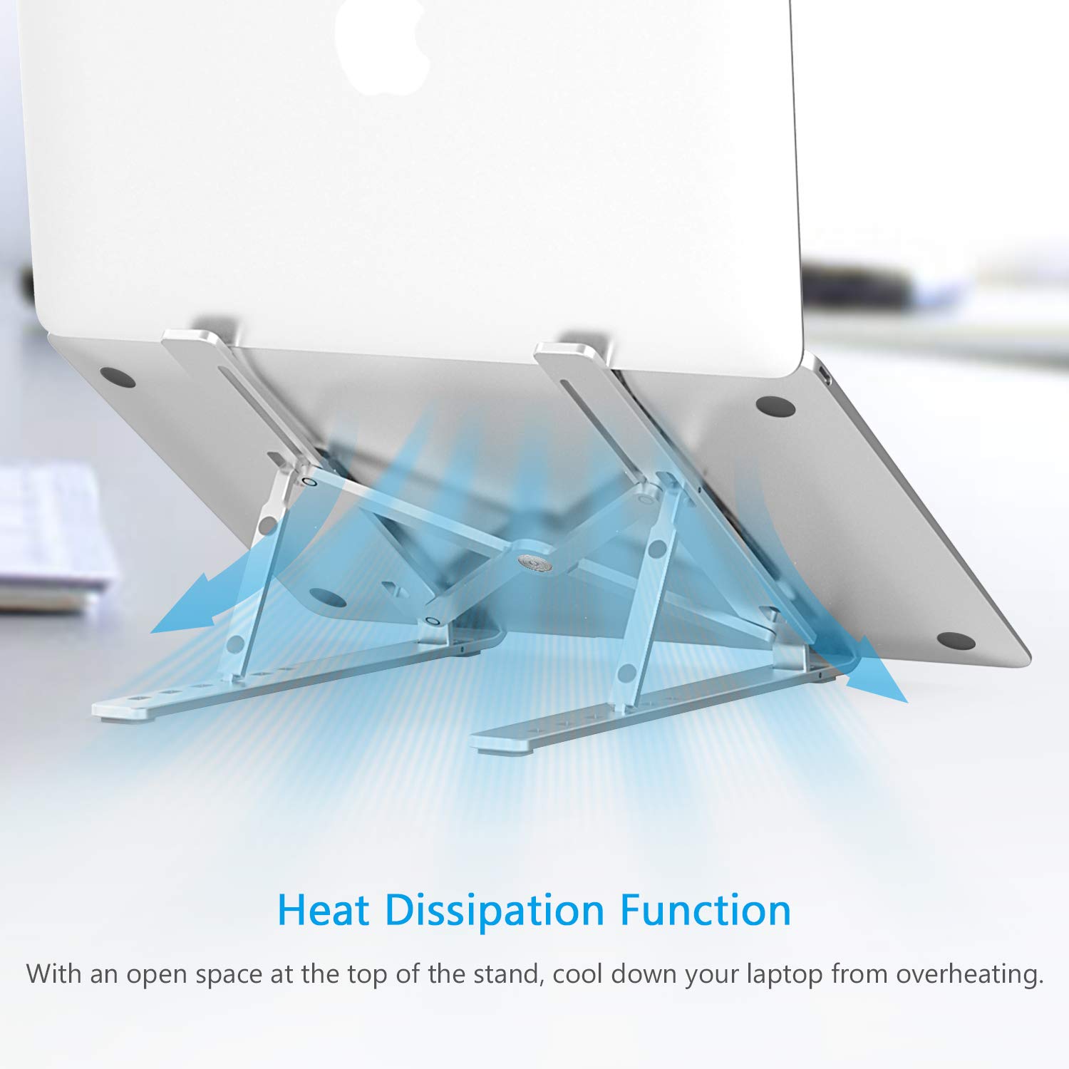 BoYata Laptop Stand, 6 Levels of Height Adjustable Portable Laptop Holder for Desk, Aluminum Foldable Laptop Riser, Compatible with MacBook Air/Pro, Dell, HP, Acer, Most 10-15.6” Laptops-Silver