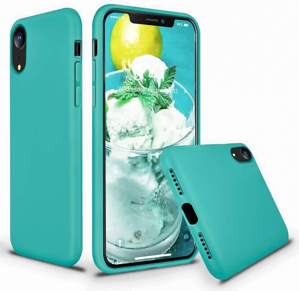 Cozosun for iPhone XR Case, Soft Silicone Gel Rubber Bumper Case Full Body Shockproof Protective Case Cover with Anti-Scratch Microfiber Lining Hard Shell for Apple iPhone XR, Teal Bule