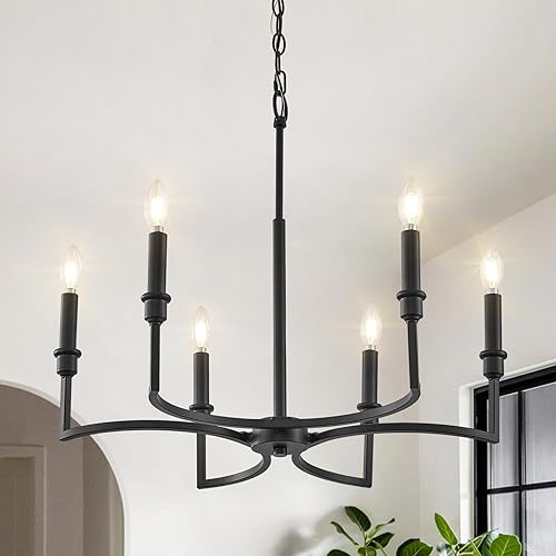 Miniatura 65 de Lámpara de araña negra de 9 luces, lámpara clásica para colgar sobre la mesa para comedor, sala de estar, dormitorio, vestíbulo, isla de cocina