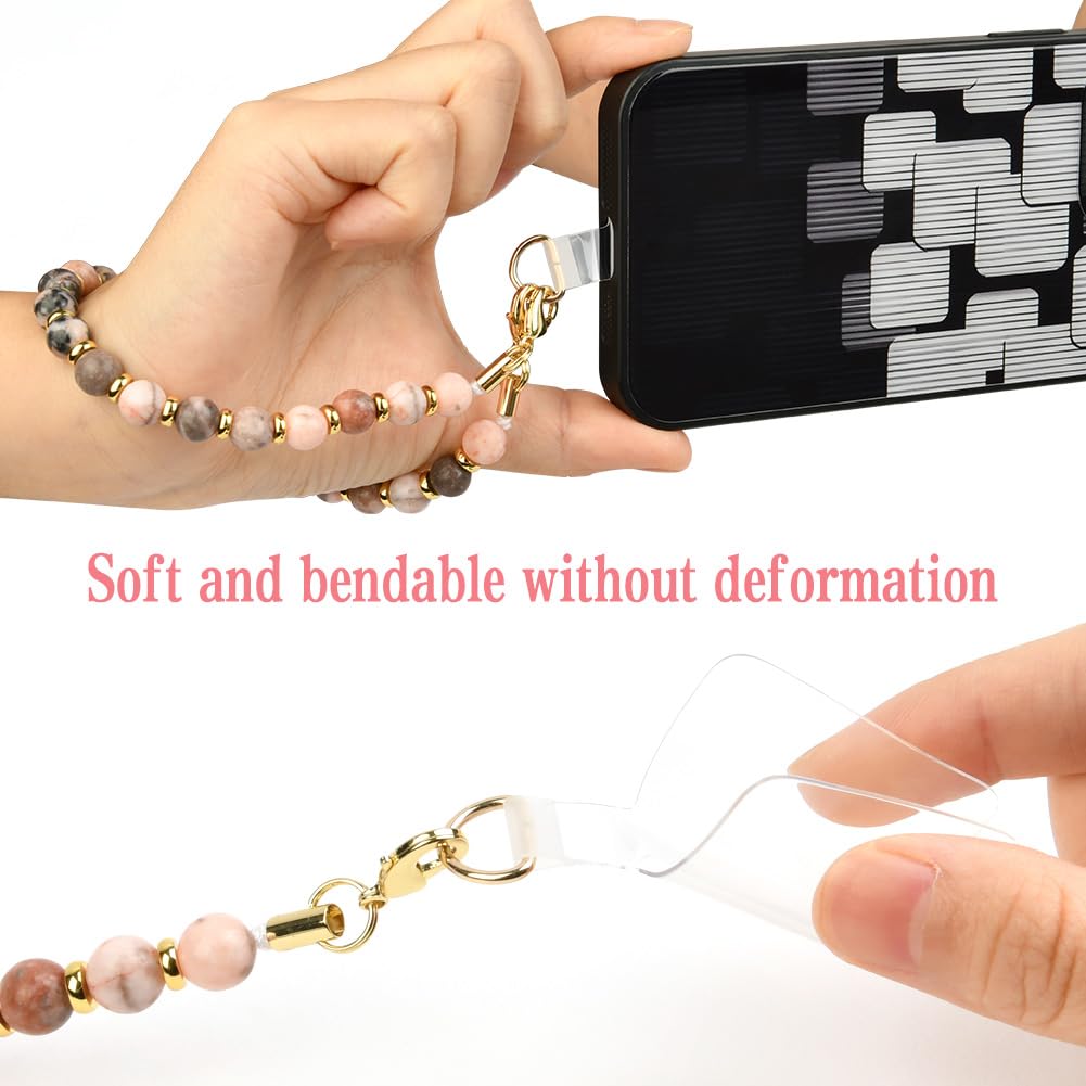 OFFCUP Dragonne Téléphone Portable Anti-Perte Bohème avec Perles Cristal Naturel