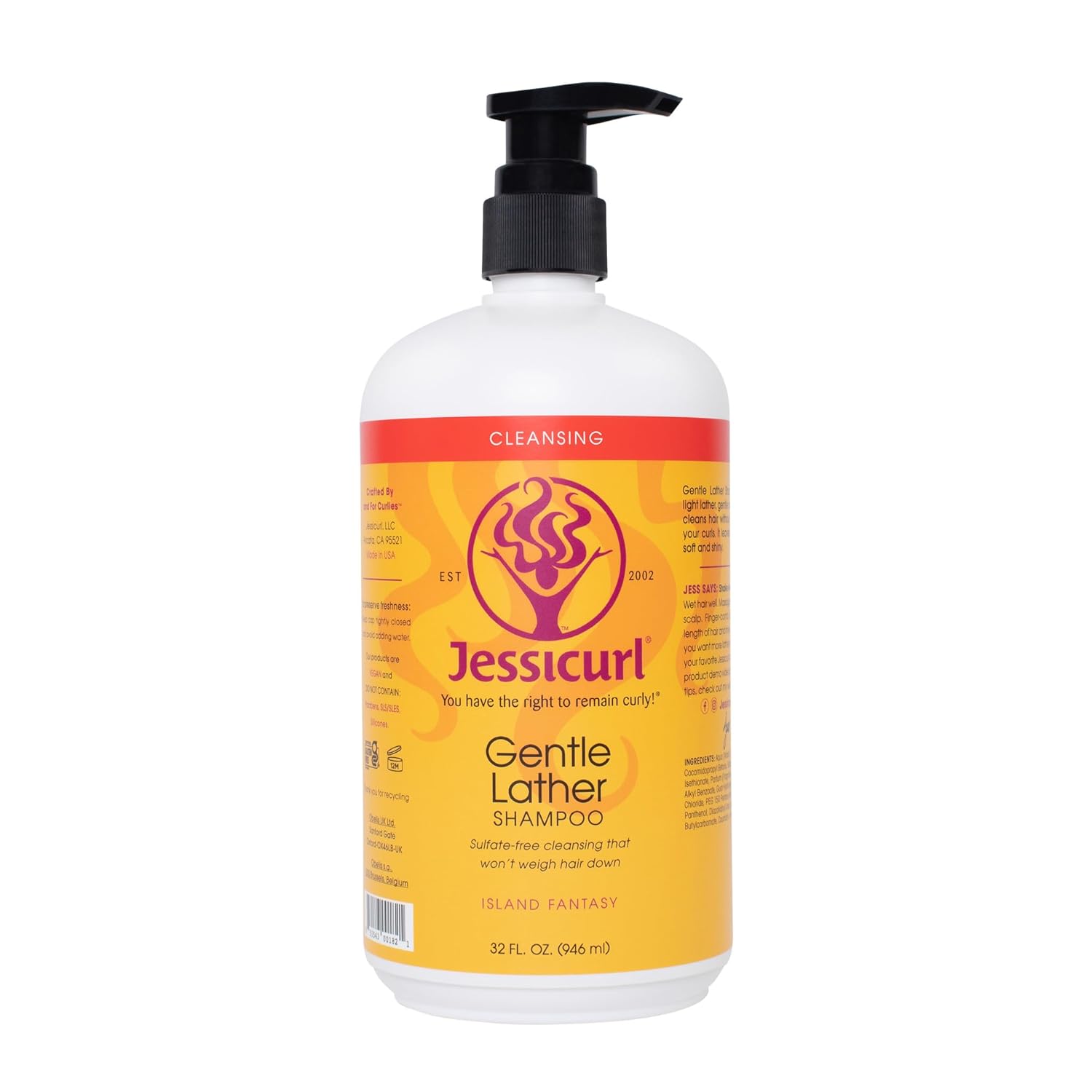 Jessicurl, Gentle Lather Shampoo, Citrus Lavender, 8 Fl oz. Cleansing Curly Hair Shampoo, Vegan, Sulfate Free Shampoo