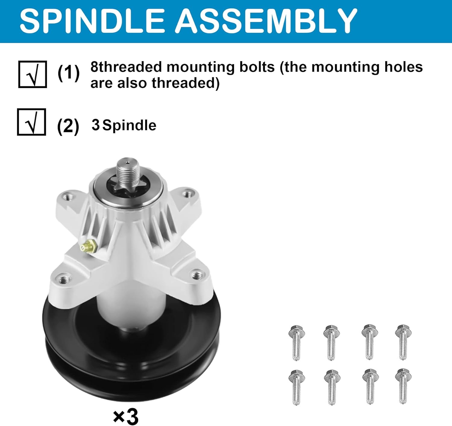 Lawn Mower Spindle Assembly for Cub Cadet MTD 618-05137,918-05137 54 inch Deck,Fits Z6600 285-157 CP-30-8023 80-11-795 RZT-L54 RZT-S54 Mustang 54 XP Z6600 LX423,3 Pack