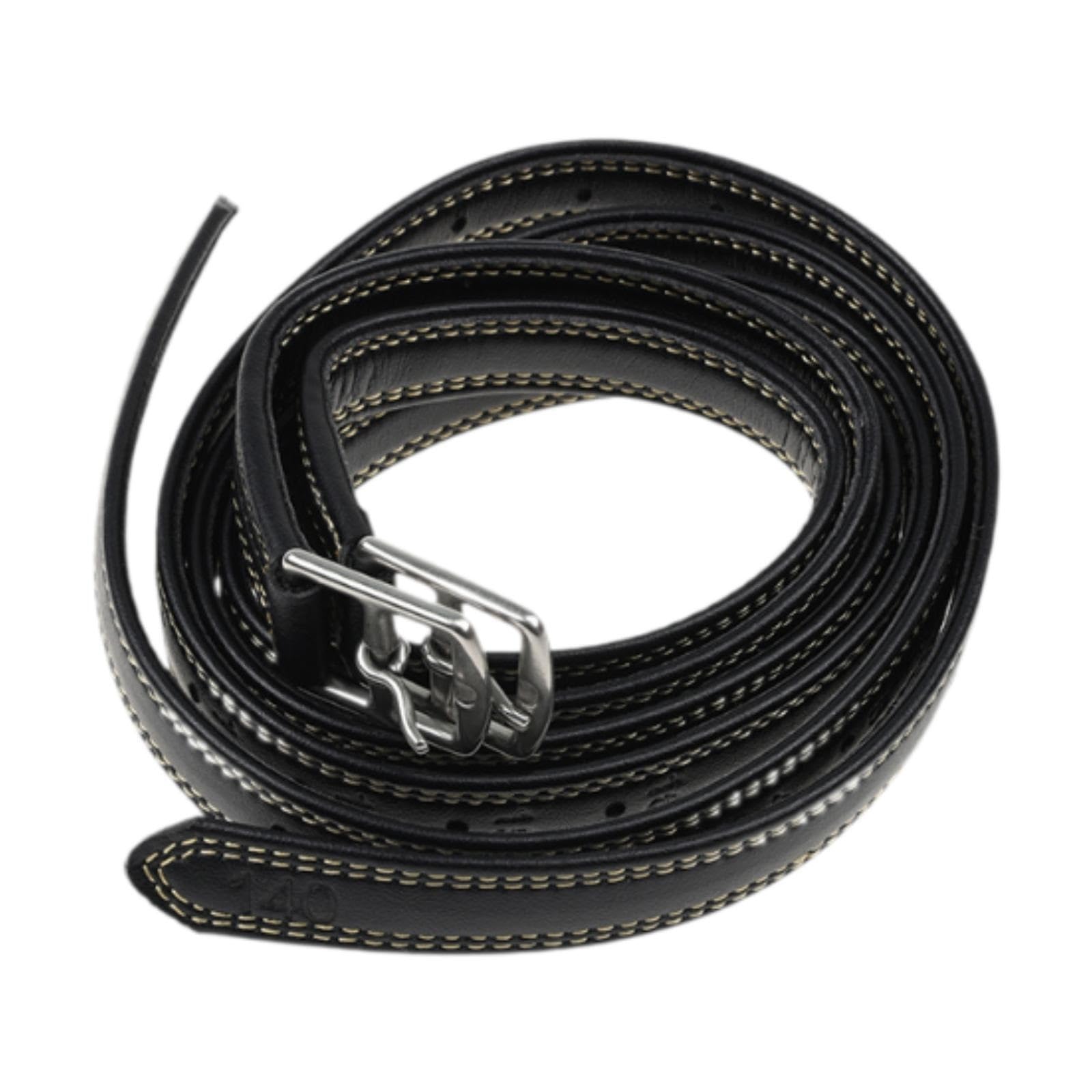 2 Pcs Stirrup Leathers Adjustable Soft Equestrian Belt Horse Riding Strap Genuine Leather Supplies with Buckles Für Dressur(Black)