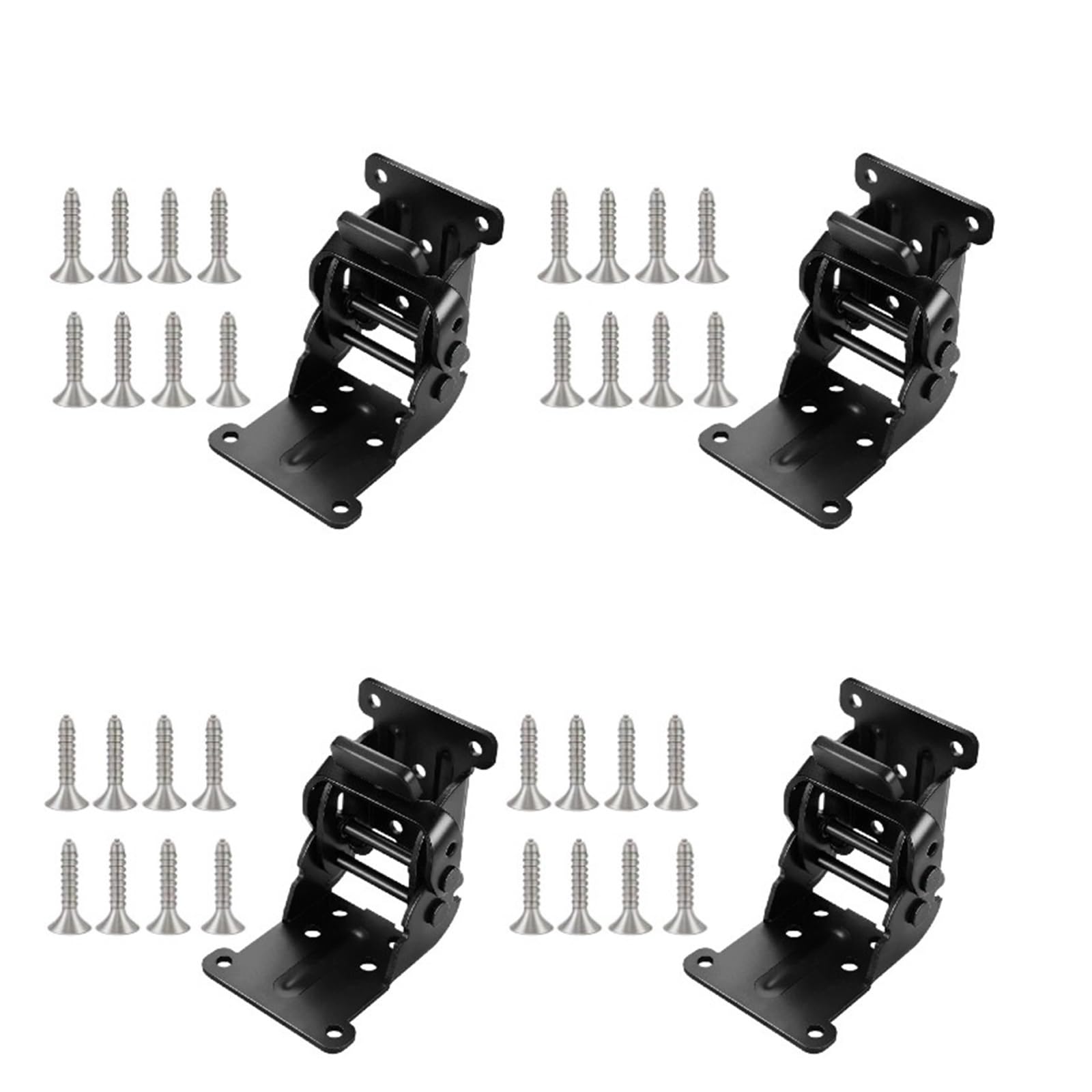 Cbtyacvlp Black With Screw 4 Pack Thickened Heavy Duty Foldable Bracket 0 90 180 Degree Self-Locking Hinge For Table Legs Furniture Bed Stool(Black With Screw)