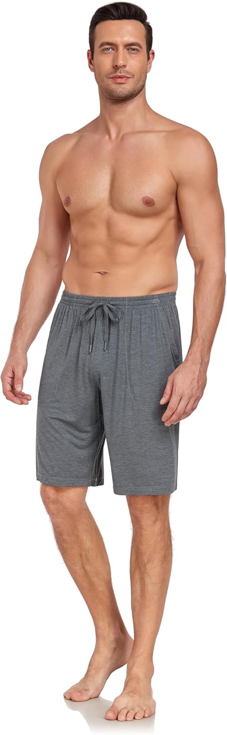 COLORFULLEAF Mens Pajama Shorts Bamboo Lightweight Sleep Shorts Lounge Wear Pajama Pants with Drawstring Pockets 2 or 3 Pack - Image 2
