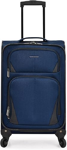U.S. Traveler Aviron Bay - Equipaje extensible con ruedas giratorias, Azul marinoflor y brillo), US08125N23