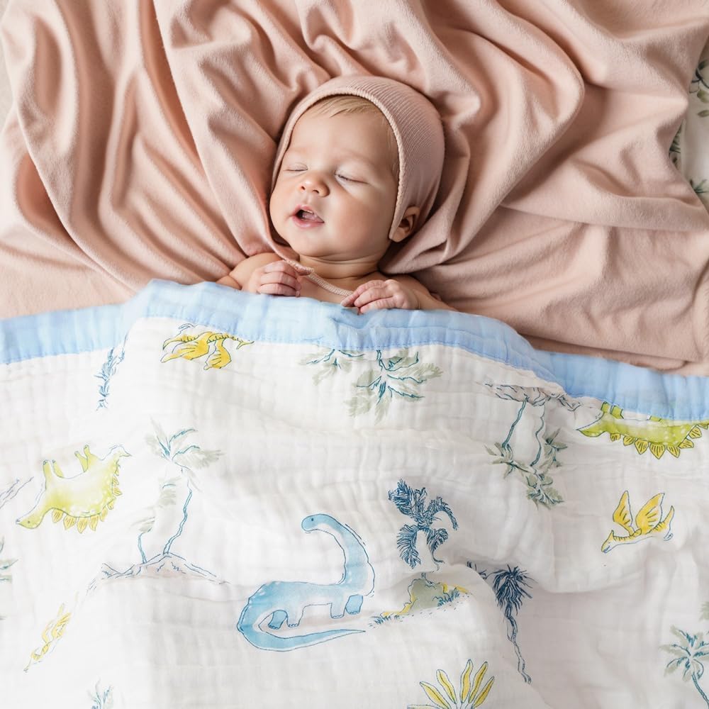 BATTILO PTY 6 Layer Muslin Baby Blankets, Nursery Blankets for Boys Girls, Swaddle Blankets Babt Blanket Neutral Soft Lightweight Toddler and Kids Throw Blanket(Dinosaur) - Image 4