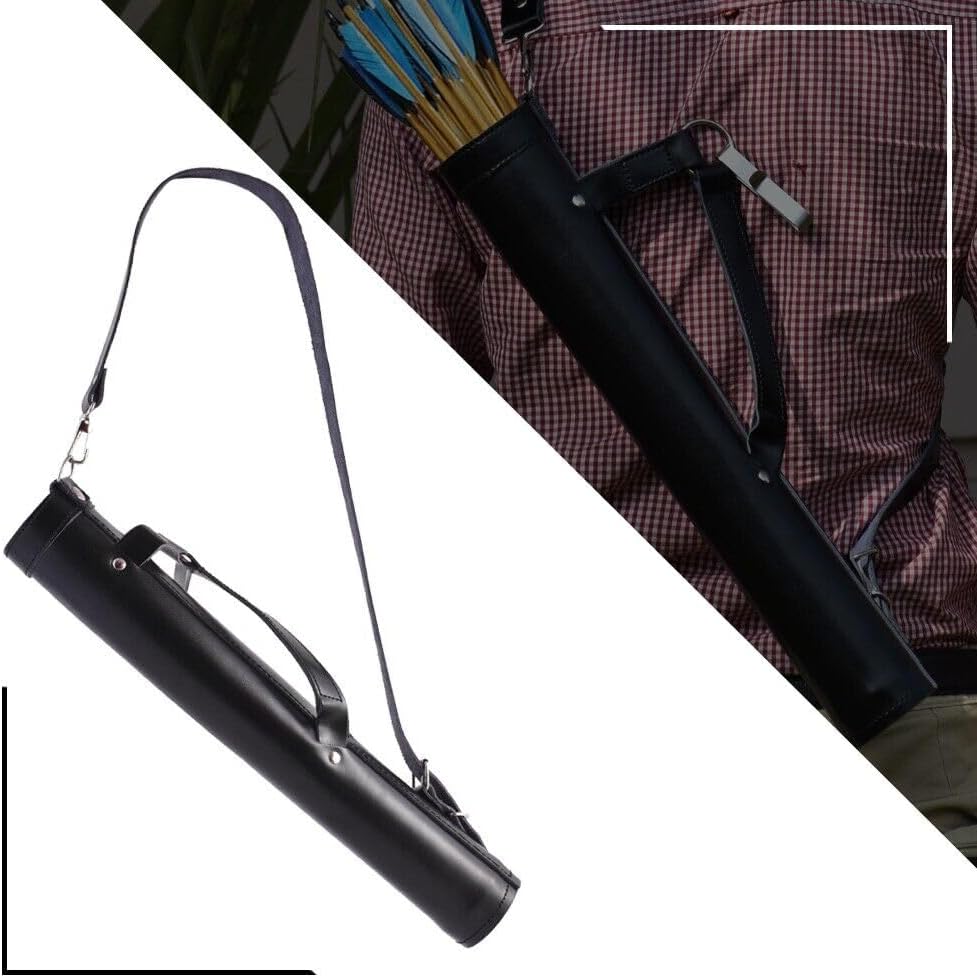 Leather Quivers for Arrows Hunting Back and Side Black