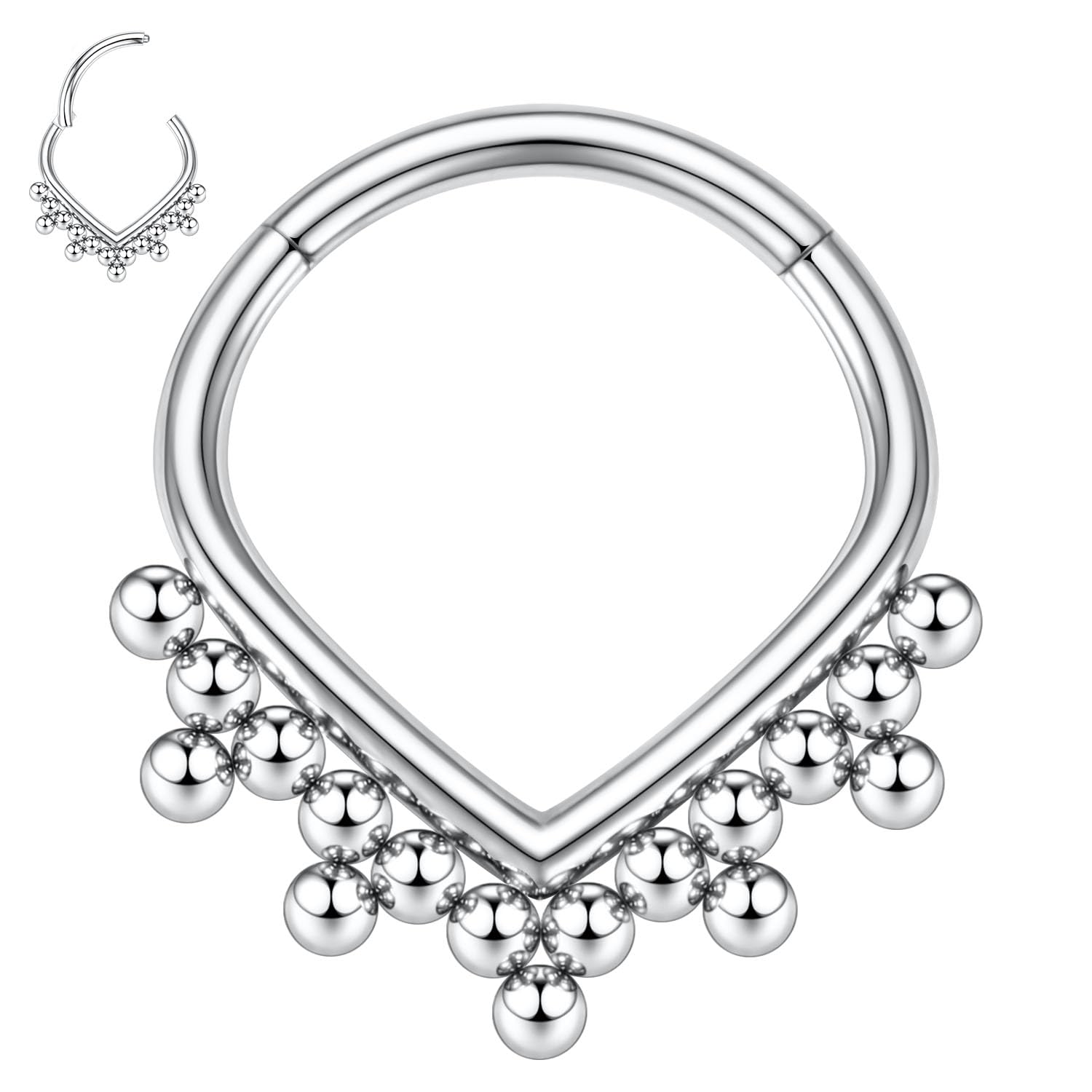 hengkaixuan Teardrop Daith Earrings Septum Jewellery Nose Hoop Ring Surgical Steel Daith Rook Tragus Piercing Jewellery Septum Clicker Ring Small Hoop Earring — view 52