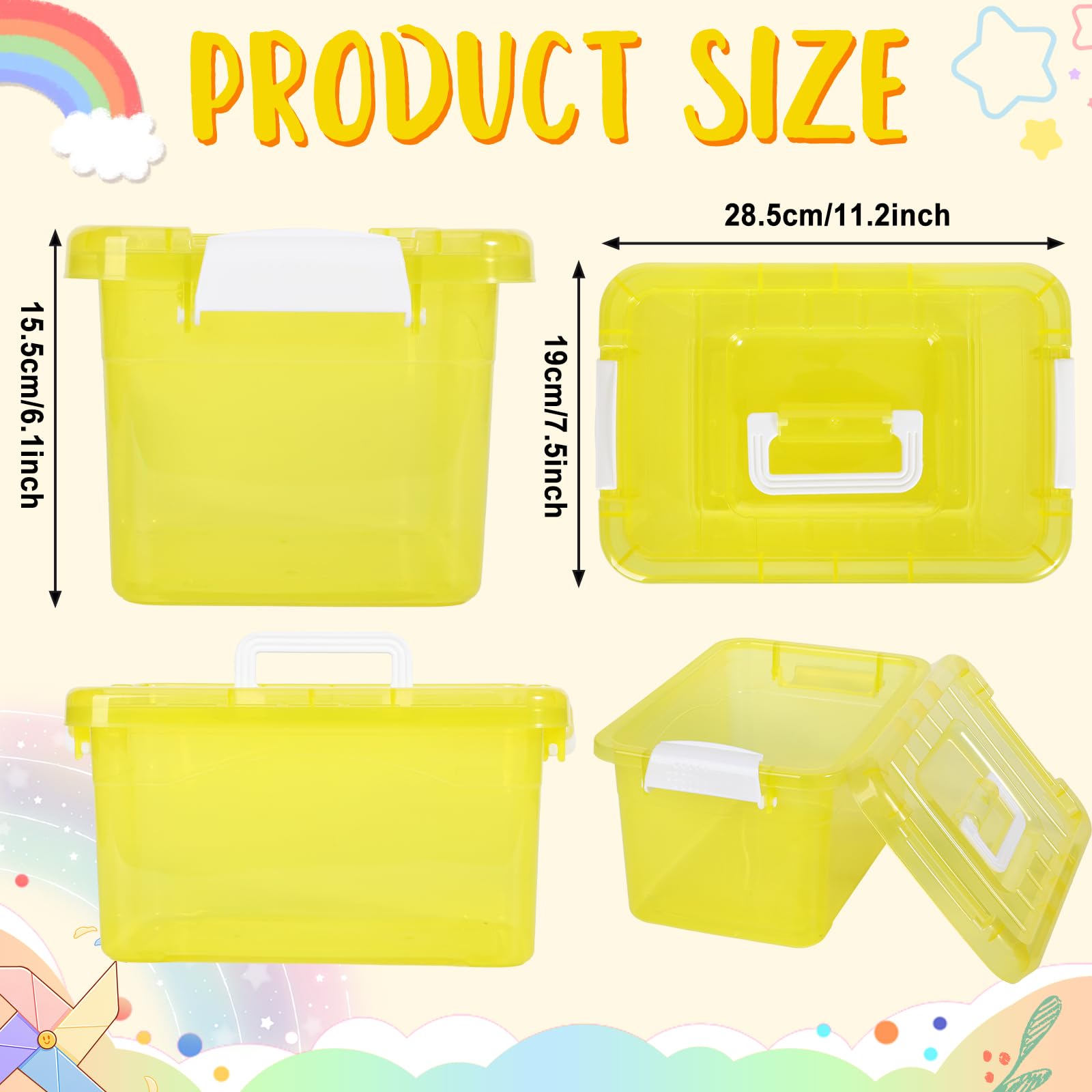 Amazon｜6個パック 7クォート カラフルなプラスチック製収納ボックス