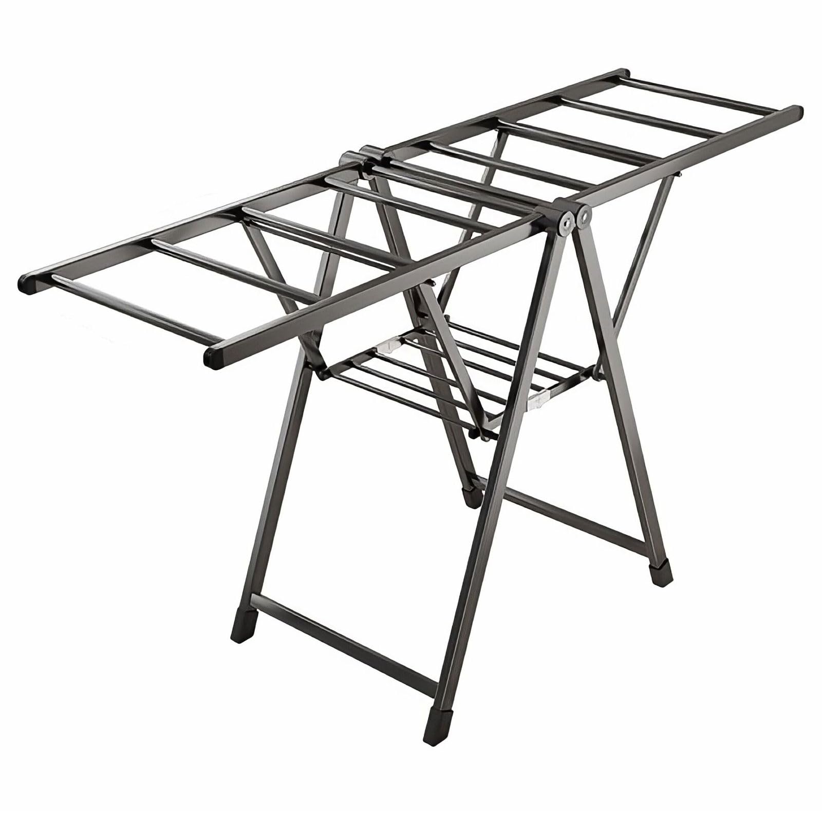 GFJryET Folding clothes horse, 2-Tier Folding Laundry Drying Rack, Clothes With Height-Adjustable Wings Freestanding(130cm silver)