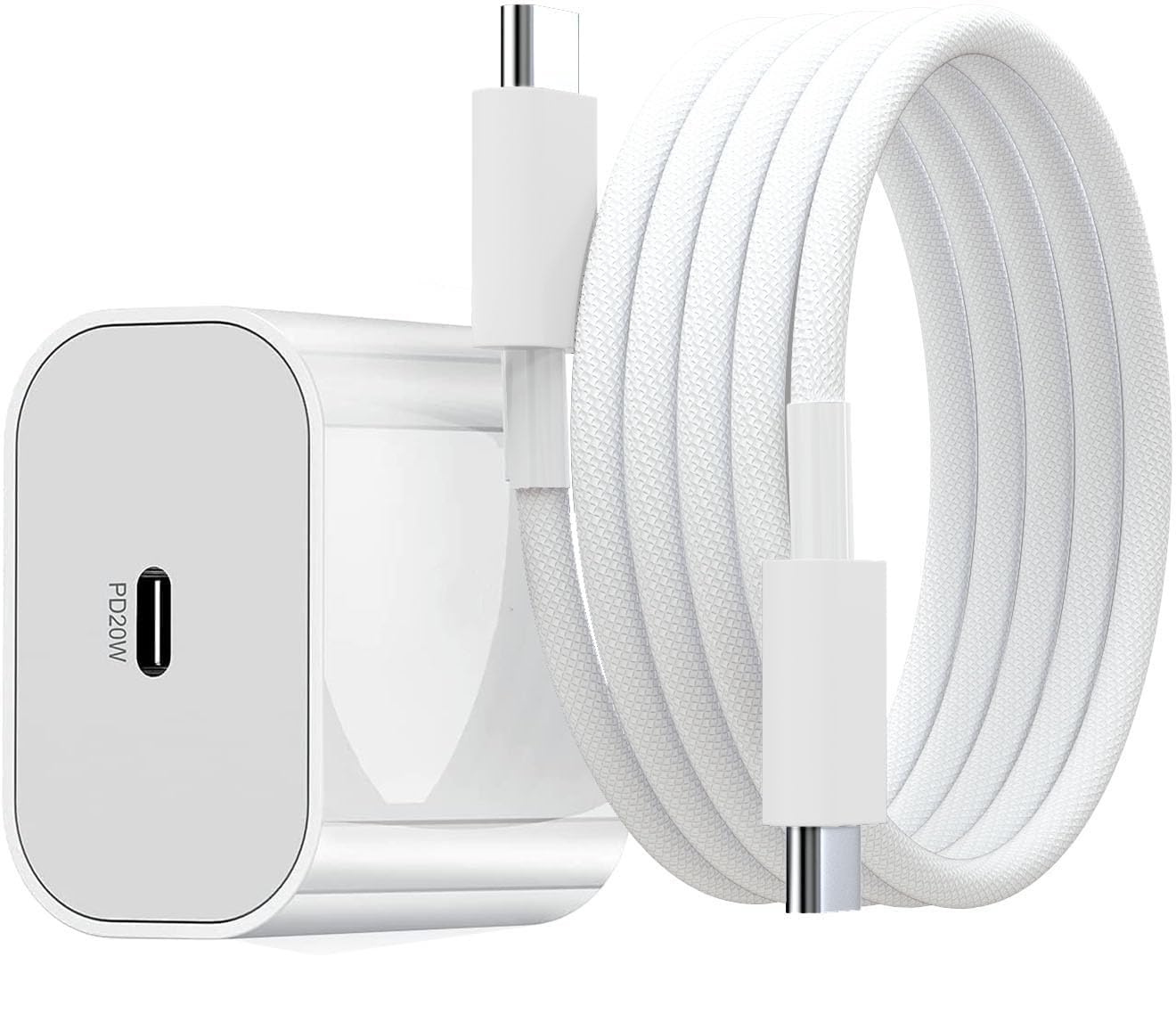 FIRENOVA 20W Fast Charger Adapter Compatible with iPhone 16/16 Pro/16 Plus/16 Pro Max/15/15 Plus/15 Pro/15 Pro Max, Laptop & Other Type C Devices & 1 Meter Type C to Type C Data Cable (Adapter+Cable)