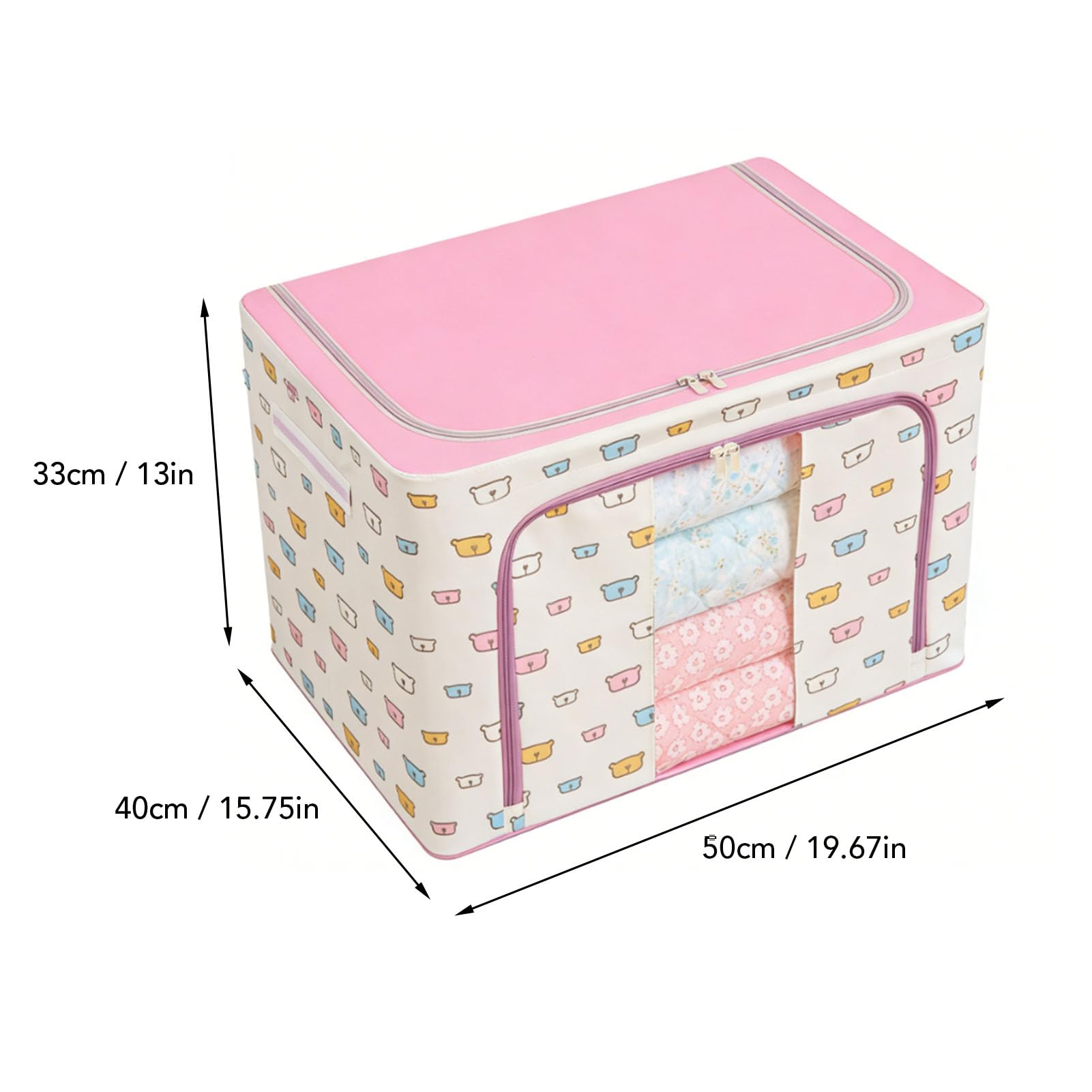 SIXRUN Cestino Portaoggetti Pieghevole per Abiti, Organizer per Armadio in Tessuto con Coperchio, Contenitore per Armadi 50x40x33 Cm per Guardaroba della Camera da Letto, Design Lavabile, Chiusura