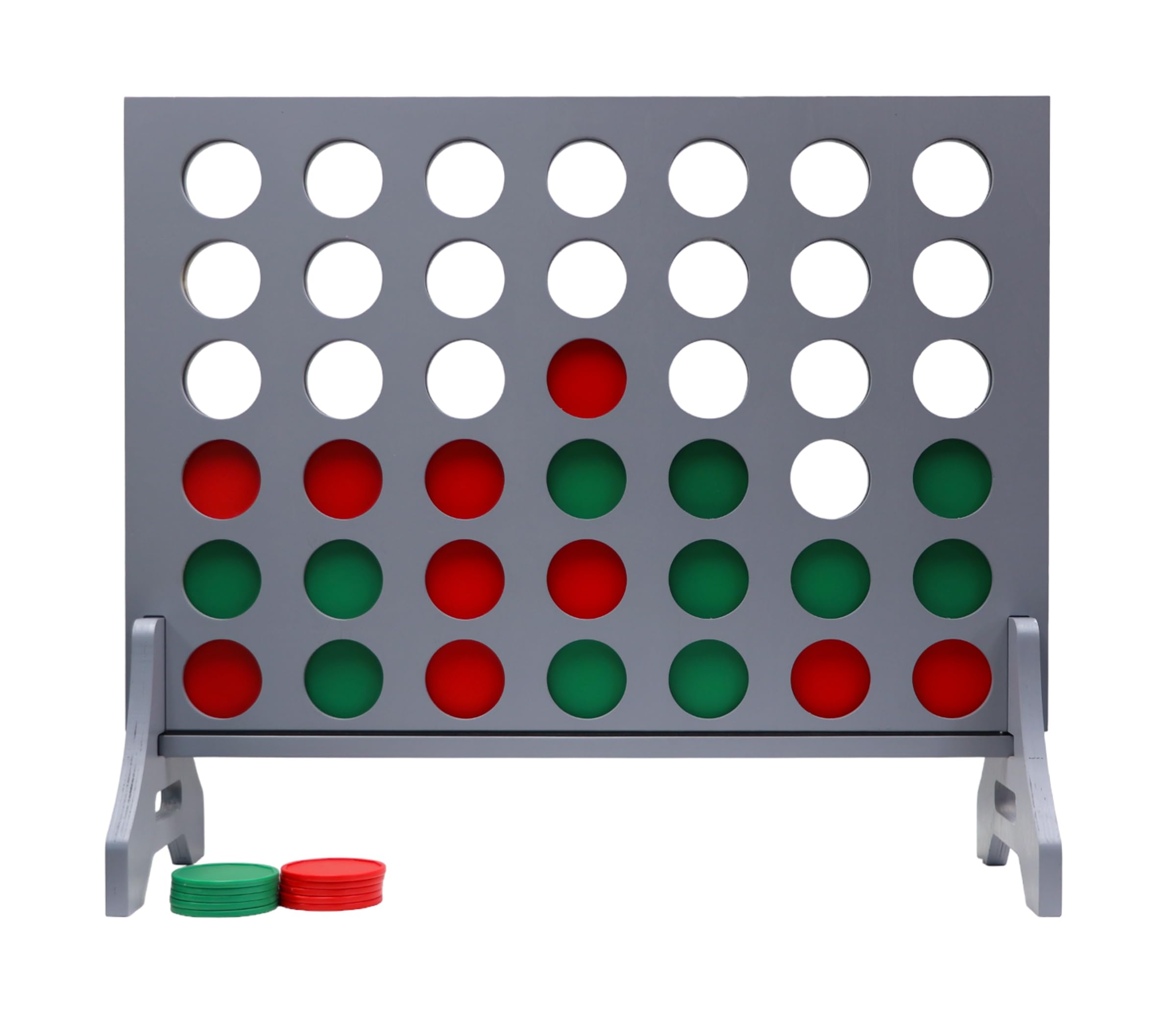 Giant 4 in a Row Game for Family &amp; Adults – Tailgating Pros Jumbo Grey Wooden Four in a Row Indoor &amp; Outdoor Yard Game for Family Party Fun, Portable Activities for Patio, Backyard, and Camping