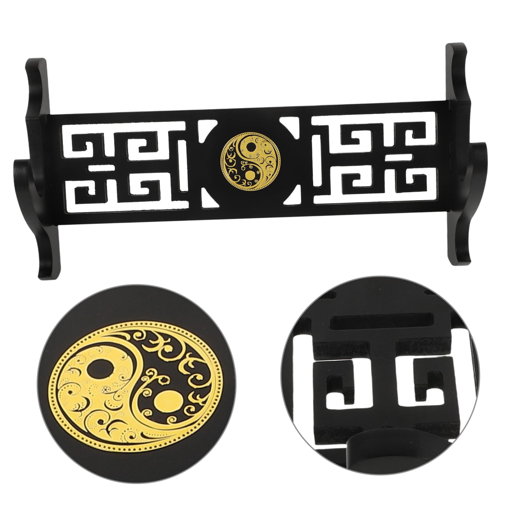 Soporte de Espada para Montaje en Pared de Madera Negro | Diseño Clásico Hueco, Estilo Moderno y Tradicional, Pieza Decorativa para Pared