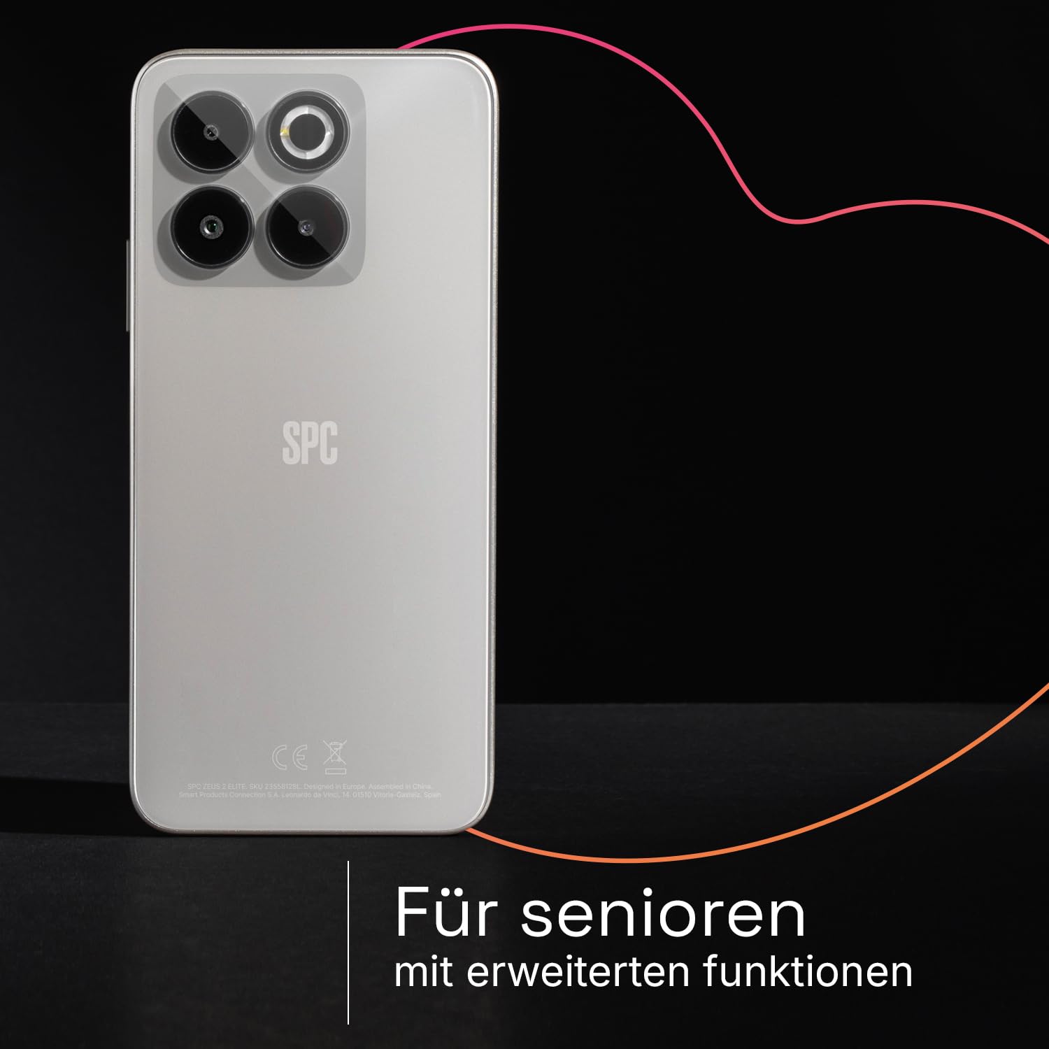 SPC Zeus 2 Elite – Smartphone Senior mit 6,7-Zoll-Display und 128GB | Triple cam 50MP, NFC und Schnellladefunktion | Easy-Mode, XL-Symbole und Kompatible mit App Fernverwaltung und -ortung – Silber