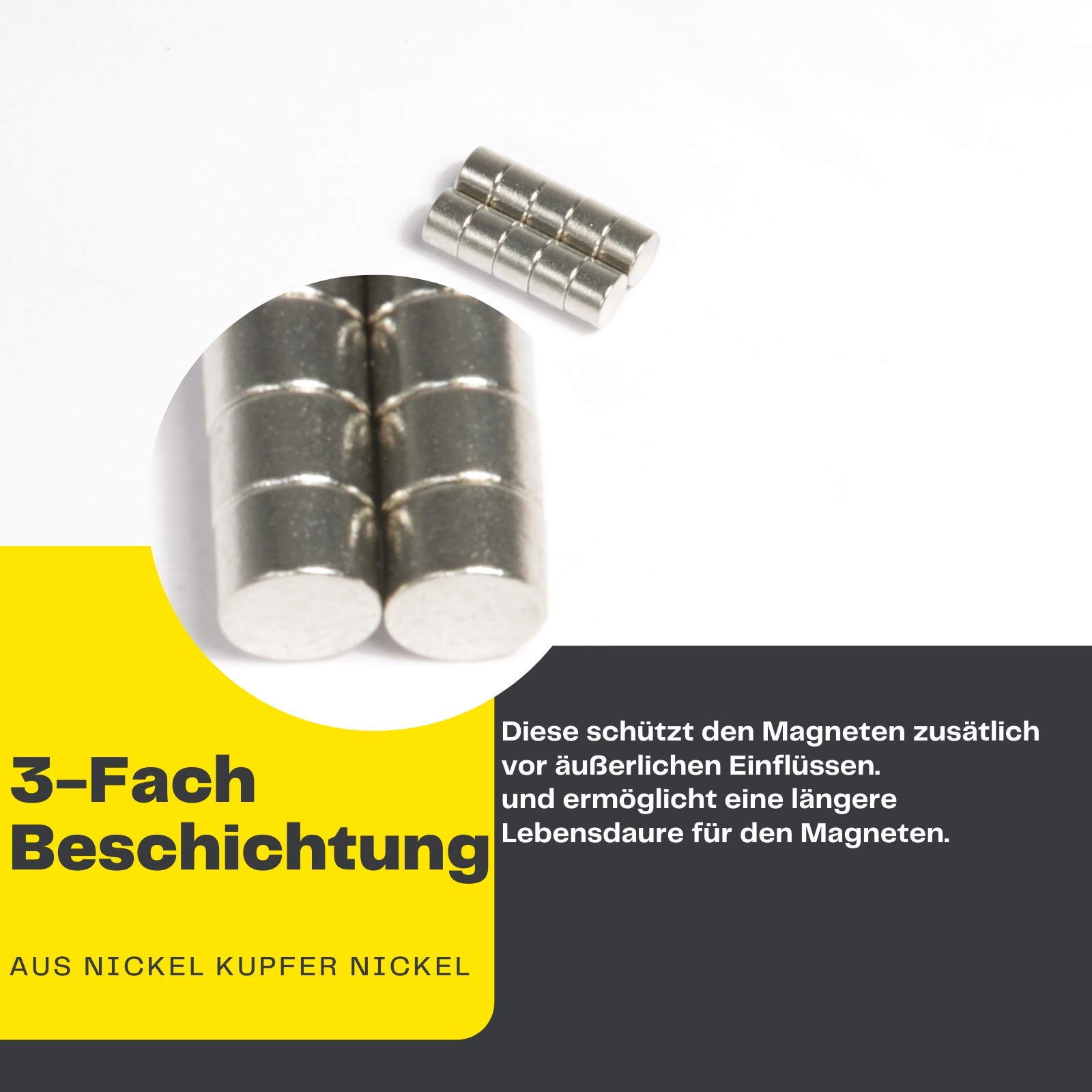 Magnes neodymowy mini do tablicy magnetycznej, na lodówkę, silne krążki, magnesy – biała tablica suchościeralna, płaska, okrągła 3 mm x 2 mm – N45 (1000)