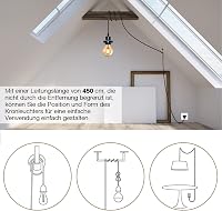 Crzpchas Vintage Függőlámpa Szett Kapcsolóval, 2db Fekete E27 Foglalat 450cm Kábellel, Ipari Stílusú Mennyezeti Lámpa DIY Konyha Pince 4