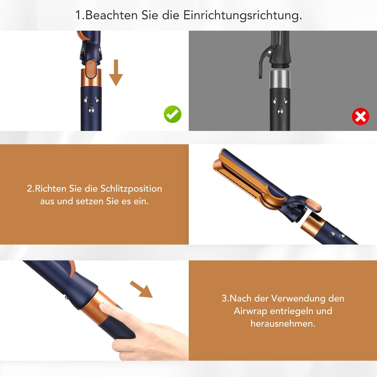Glätteraufsätze für Dyson Airwrap mit Airflow Technologie ohne heiße Platten für sanftes Haarstyling mit weniger Schäden, Kompatibel mit HS01/HS05/HS08, Blau