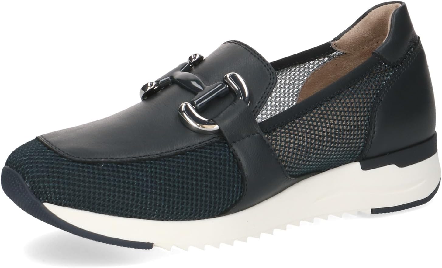 CAPRICE Dames slippers van leer met sleehak, Black Nappa, 37 EU
