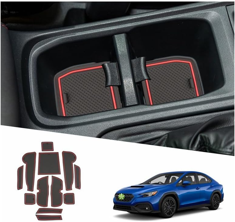 2022-2026 WRX Door Slot Mats for Subaru WRX Accessories 12PCS/Sets Non-Slip Dust Interior Mats Center Console Liner Mats Compatible with 2022 2023 2024 2025 2026 Subaru WRX Base/Premium/TR(6MT)
