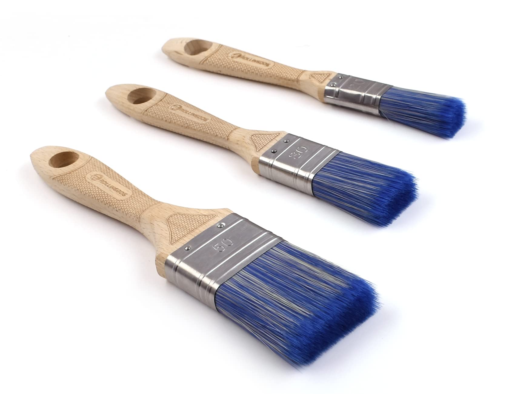 Rollingdog 3Pc Paint Brushes Flat Paint Brush Set, Blue, 20Mm, 30Mm And 50Mm, 3 Pack
