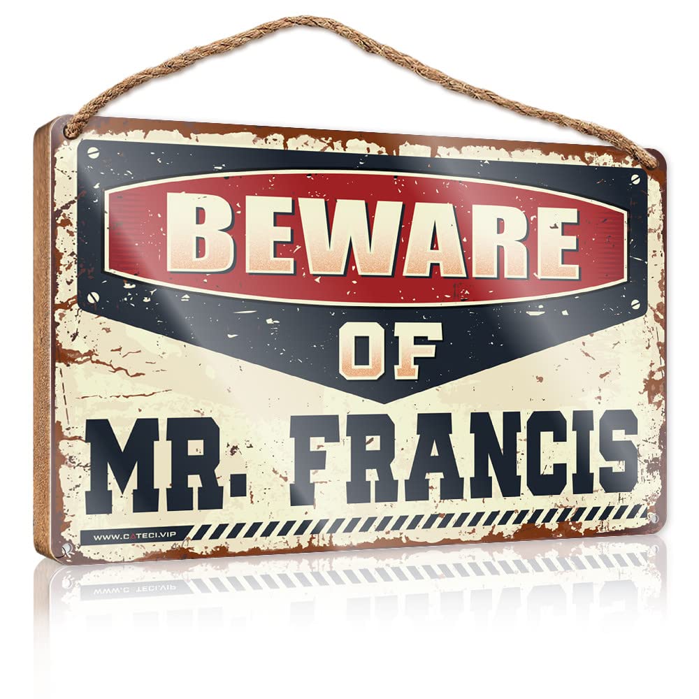 FZFN Kitchen Funny Sign Beware Of Mr. Francis Wooden Sign Wood Signs For Home Decor Kitchen Sign Decor(15X28CM)