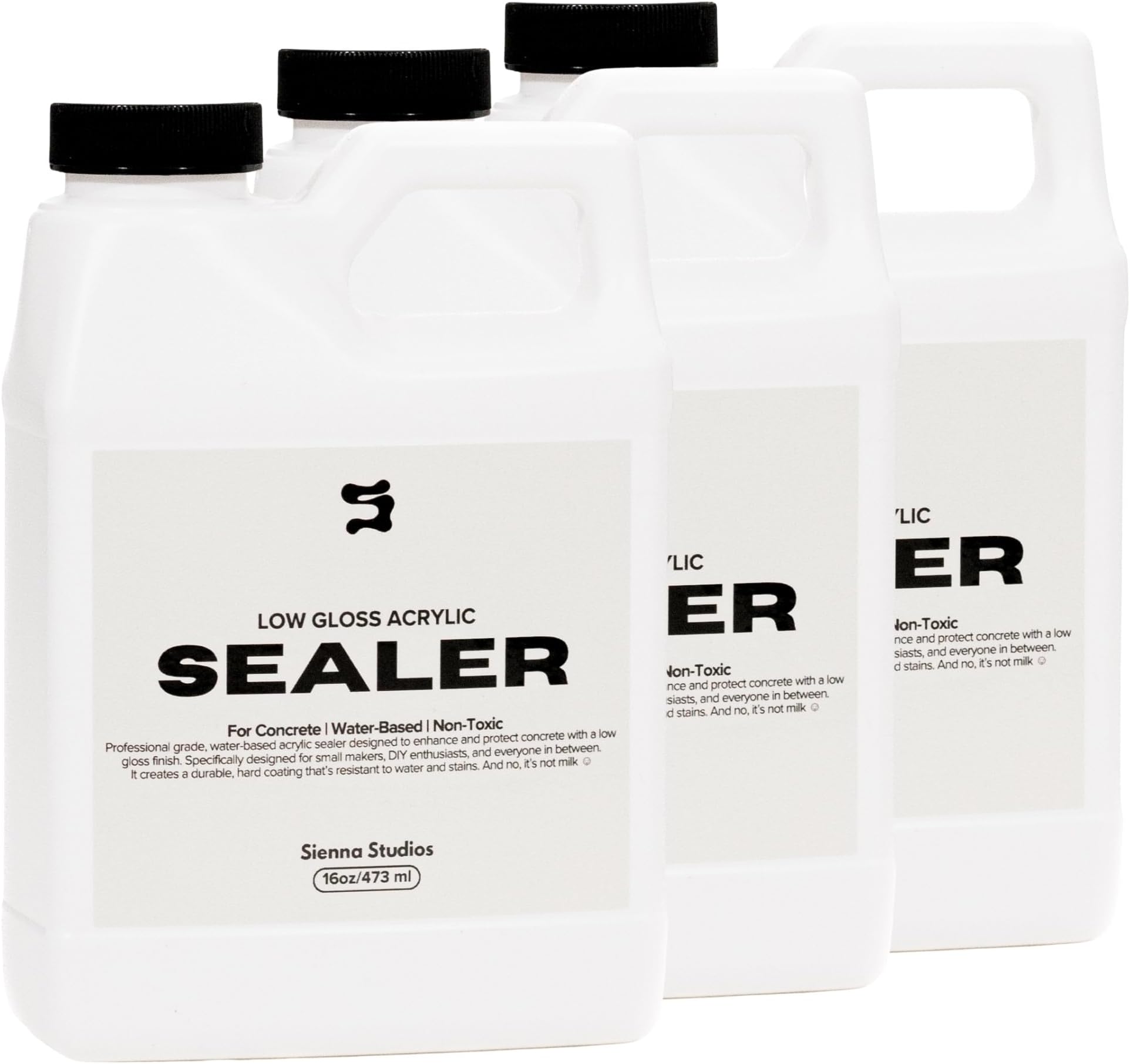 Acrylic Sealer for Concrete & Cement Crafts – Low Gloss, Non-Toxic, Water-Resistant – Compatible with Jesmonite – 16 oz (48oz)