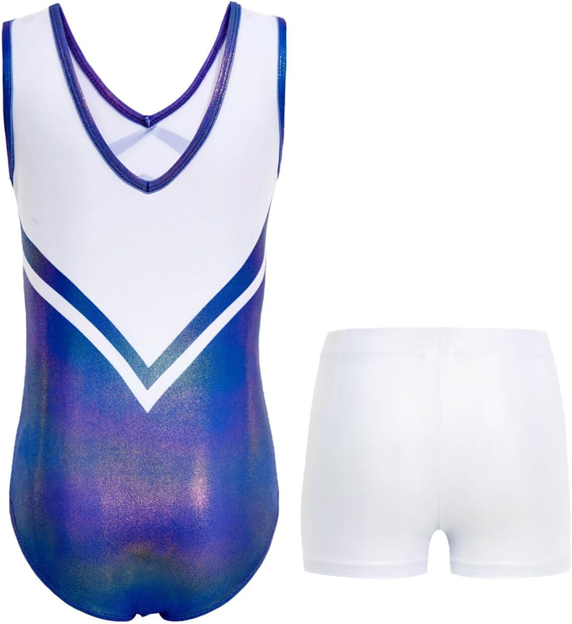 JiAmy Gymnastics Leotards for Girls with Shorts Sparkly Ballet Dance Outfit Activewear for Girls 5-10 Years - Image 2