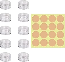 10 ml Döschen mit Deckel, 10 Stück Kleine Tiegel mit 16 Stück Etiketten, Mini Creme Behälter Transparent Dosen für Proben Kosmetik, Lippencreme, Nailart
