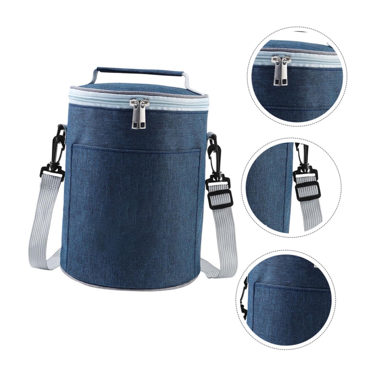Sacoche Repas Ronde Oxford Poche Alimentaire Isolante pour Déjeuner Chaud et Froid pour Camping et Voyage