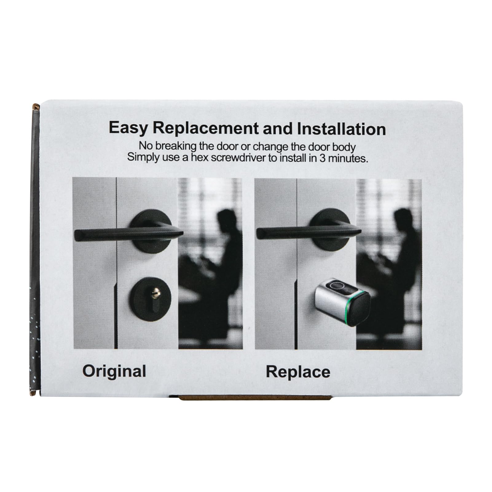 Serratura elettronica per porta, codice Smart Lock con 4 opzioni di sblocco (APP, password, Smart Keycard, chiave manuale), per porta da 35 a 45 mm di spessore (nero)