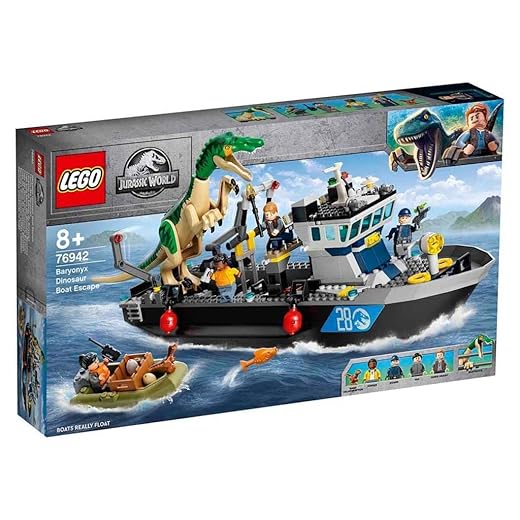 LEGO® Jurassic World Baryonyx Dinosaur Boat Escape 76942 Building Kit; Cool Toy Playset for Creative Kids
