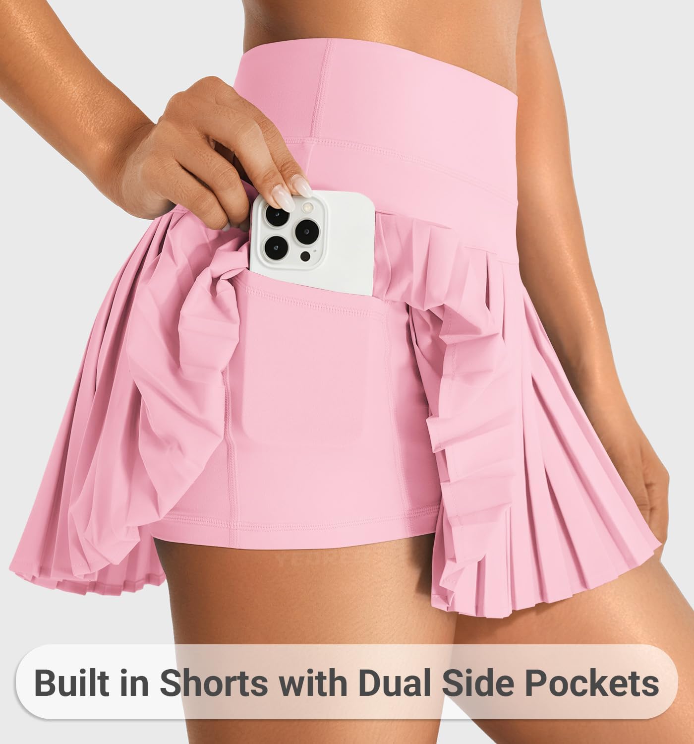 YEOREO Ease Womens Pleated Tennis Skirt Built in Shorts with Pockets 2 in 1 A-Line Skirt High Waist Workout Golf Skorts