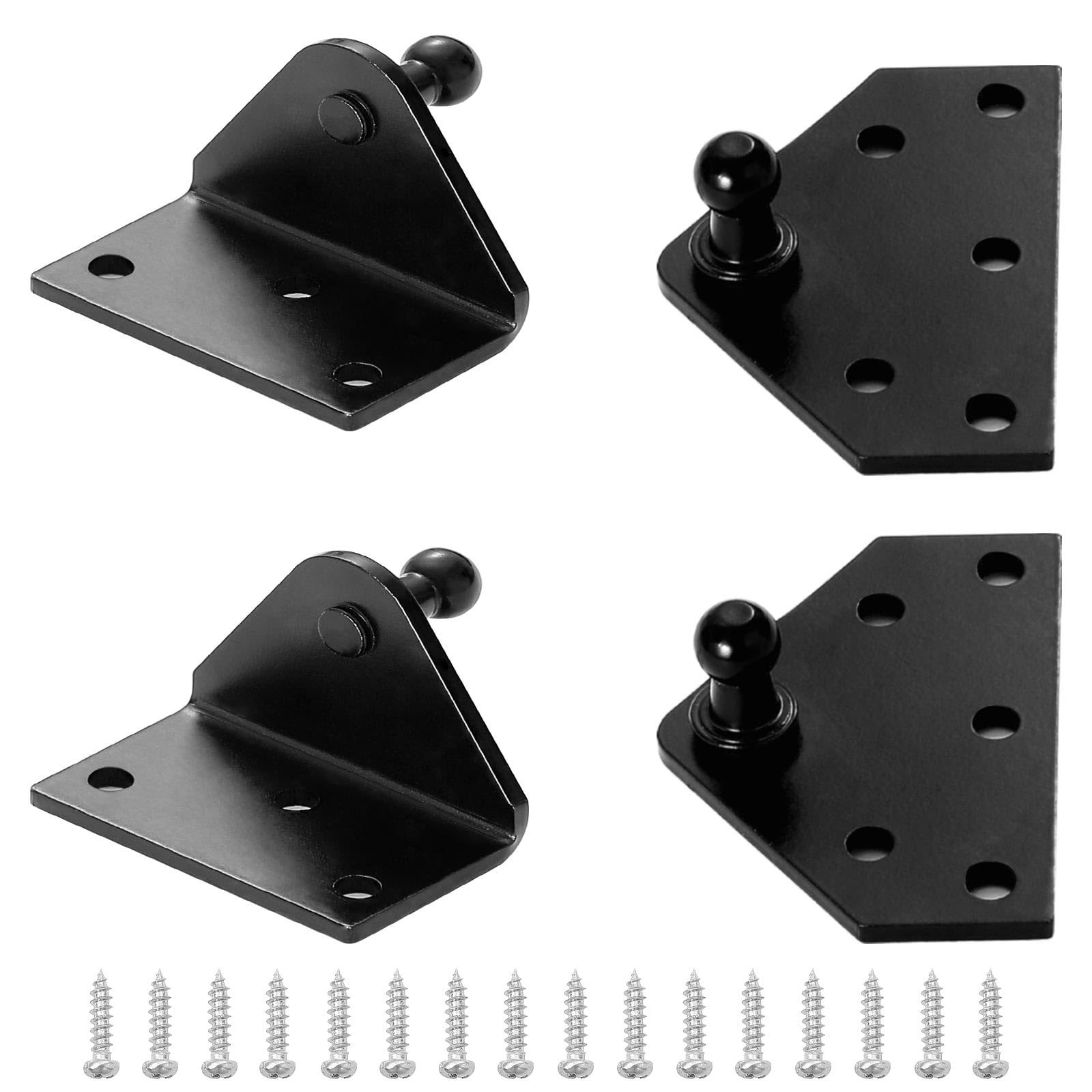 10MM Ball Stud Mounting Brackets for Gas Spring Gas Strut Gas Shock Blcak 2 Angled L-Type Mounts and 2 Flat-Type Mounts with 16 Screws by IAQWE