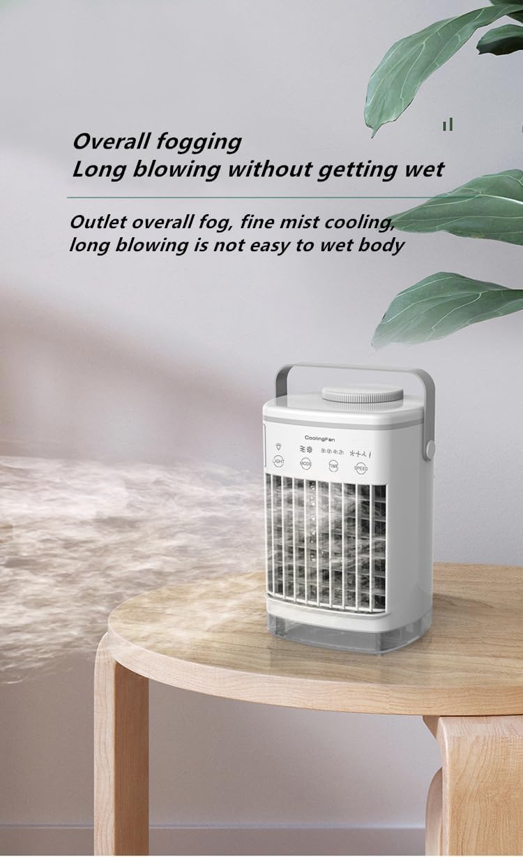 Portable Air Conditioners,Quiet with 4 SpeedsEvaporative Mini Air Conditioner with 700ml Water Tank,7 Colors Light Personal Air Conditioner, 8H Timer, Cooling Fan for Room Bedroom Office Outdoor