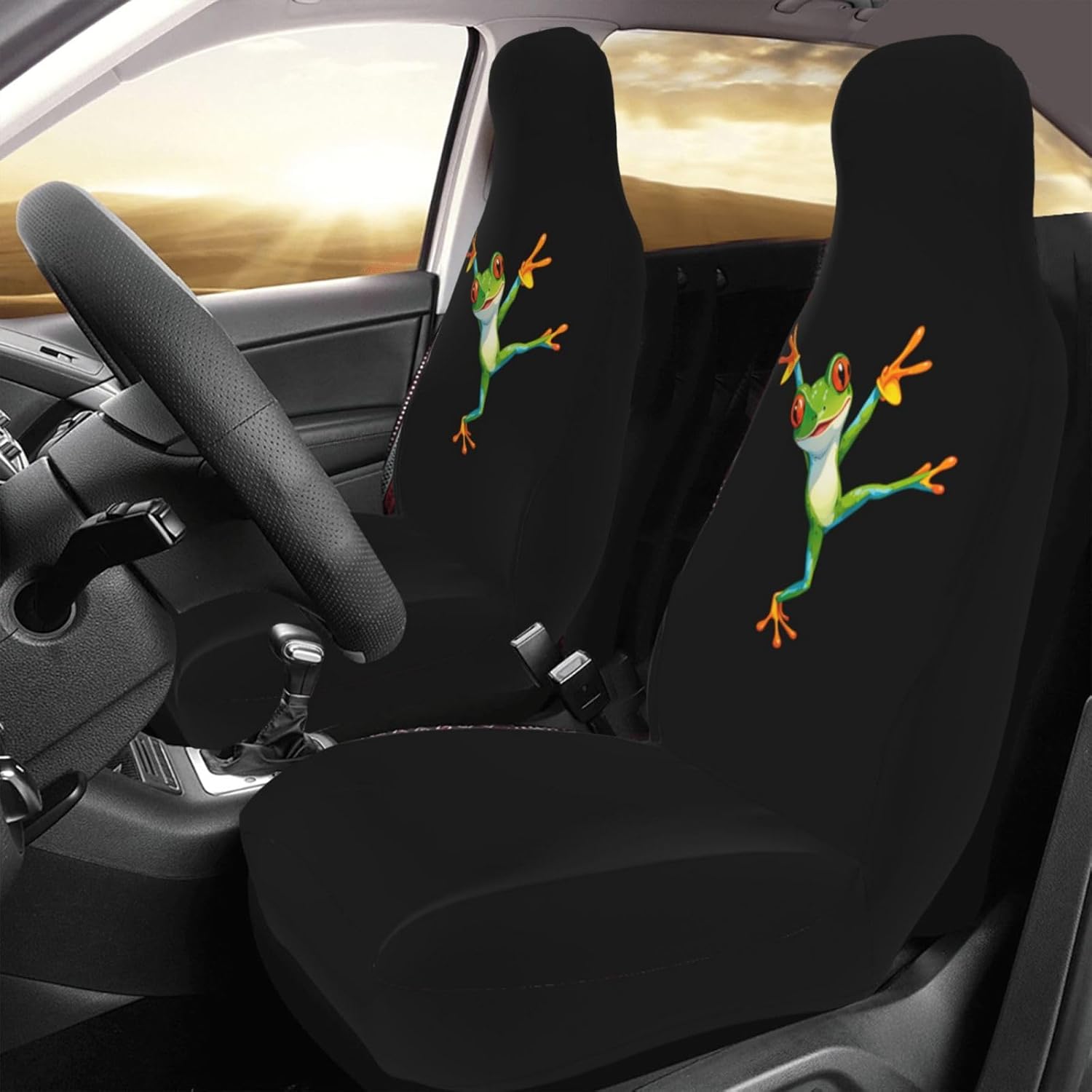 Dancing Tree Frog Car Accessories Seat Covers Set Vehicle Seat Covers Universal Front Seats Protector 2 Pcs