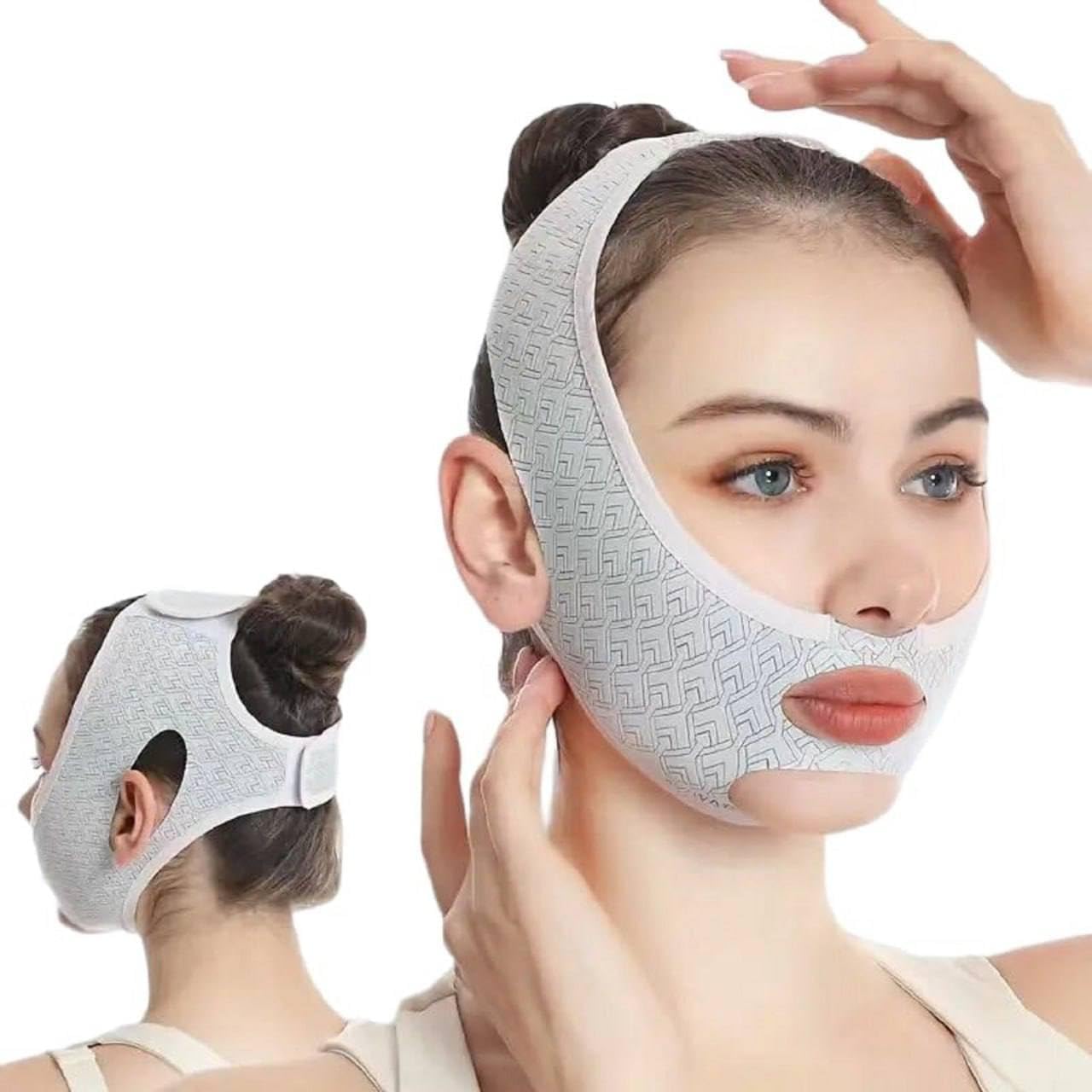 YIQELU Reusable V-Shape Face Lifting Mask, Double Chin Reducer, Facial Slimming Strap, Jawline Shaper-image-2