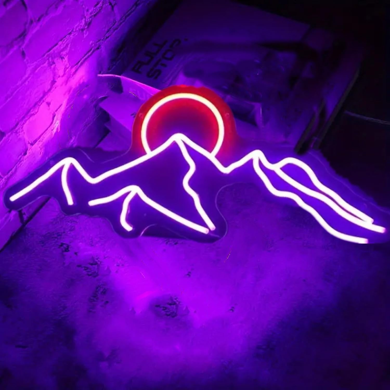 LED Neon Sign USB Powered with Dimmable Switch for Wall Decor,Mountain Neon Light for Teen Girl Room Decor, Sunrise Sunset Wall Art Lamp,Anime Neon Gaming Signs Room Aesthetic(Purple Red)